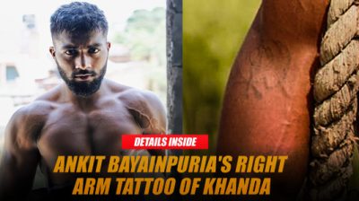 Ankit Bayainpuria's Khanda Tattoo on Right Arm Catches Attention in Recent Videos
